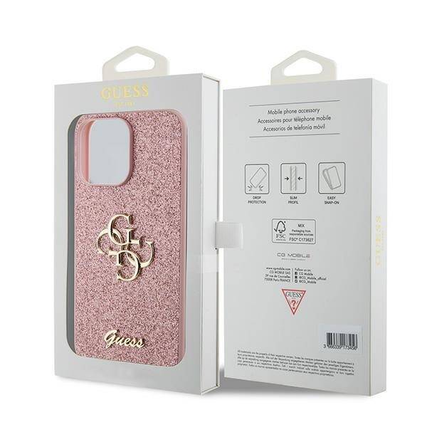 GUESS GUHCP15LHG4SGP IPHONE 15 PRO 6.1" RÓŻOWY/PINK HARDCASE GLITTER SCRIPT BIG 4G