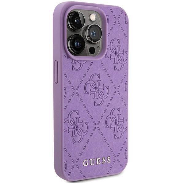 GUESS GUHCP15LP4EPMU IPHONE 15 PRO 6.1" FIOLETOWY/LIGHT PURPLE HARDCASE LEATHER 4G STAMPED