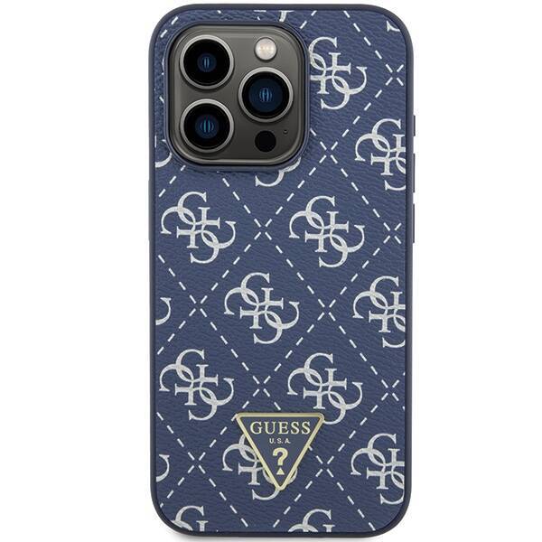 GUESS GUHCP15LPG4GPB IPHONE 15 PRO 6.1" NIEBIESKI/BLUE HARDCASE 4G TRIANGLE METAL LOGO