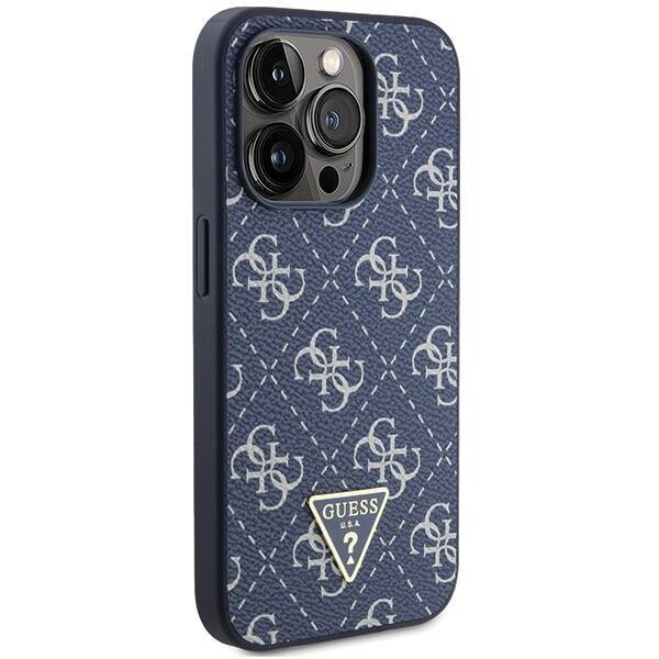 GUESS GUHCP15LPG4GPB IPHONE 15 PRO 6.1" NIEBIESKI/BLUE HARDCASE 4G TRIANGLE METAL LOGO