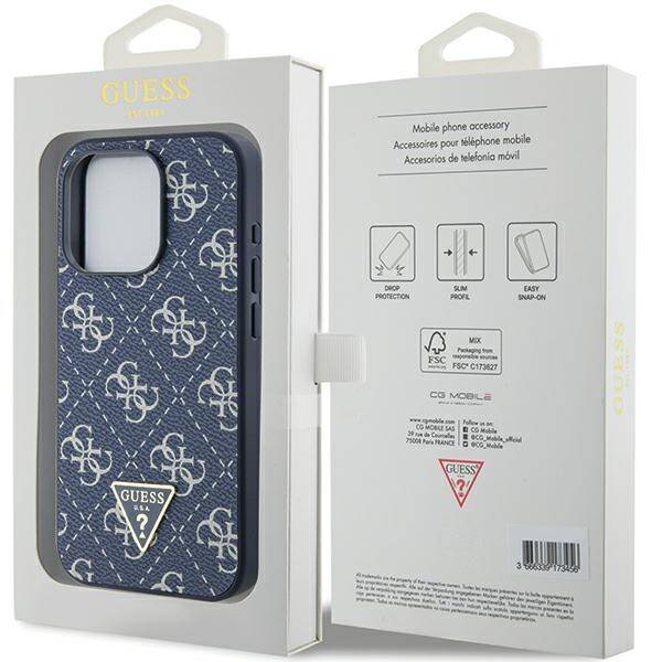 GUESS GUHCP15LPG4GPB IPHONE 15 PRO 6.1" NIEBIESKI/BLUE HARDCASE 4G TRIANGLE METAL LOGO