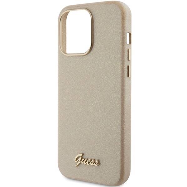 GUESS GUHCP15LPGMCSD IPHONE 15 PRO 6.1" ZŁOTY/LIGHT GOLD HARDCASE GLITTER GLOSSY SCRIPT