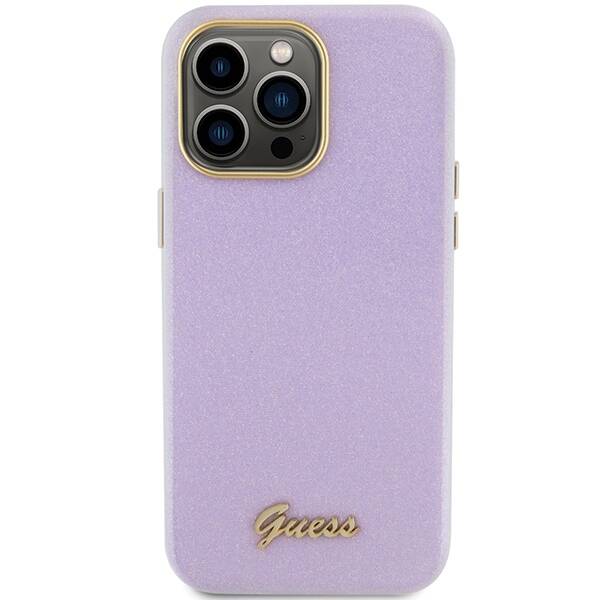 GUESS GUHCP15LPGMCSL IPHONE 15 PRO 6.1" LILIOWY/LILAC HARDCASE GLITTER GLOSSY SCRIPT