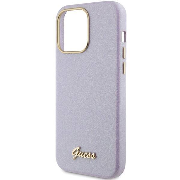 GUESS GUHCP15LPGMCSL IPHONE 15 PRO 6.1" LILIOWY/LILAC HARDCASE GLITTER GLOSSY SCRIPT