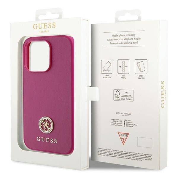 GUESS GUHCP15LPS4DGPP IPHONE 15 PRO 6.1" RÓŻOWY/PINK HARDCASE STRASS METAL LOGO