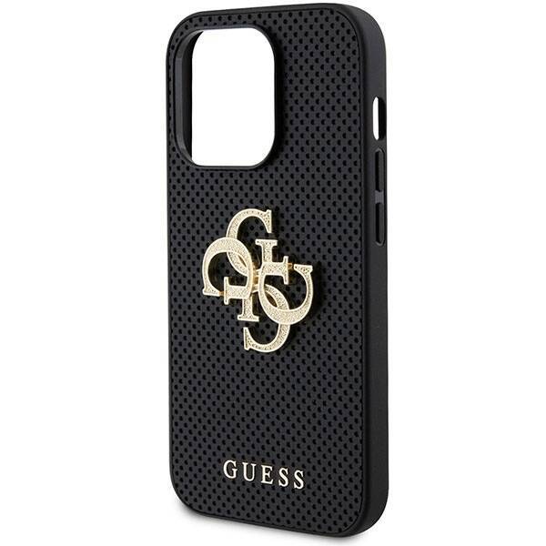 GUESS GUHCP15LPSP4LGK IPHONE 15 PRO 6.1" CZARNY/BLACK HARDCASE LEATHER PERFORATED 4G GLITTER LOGO