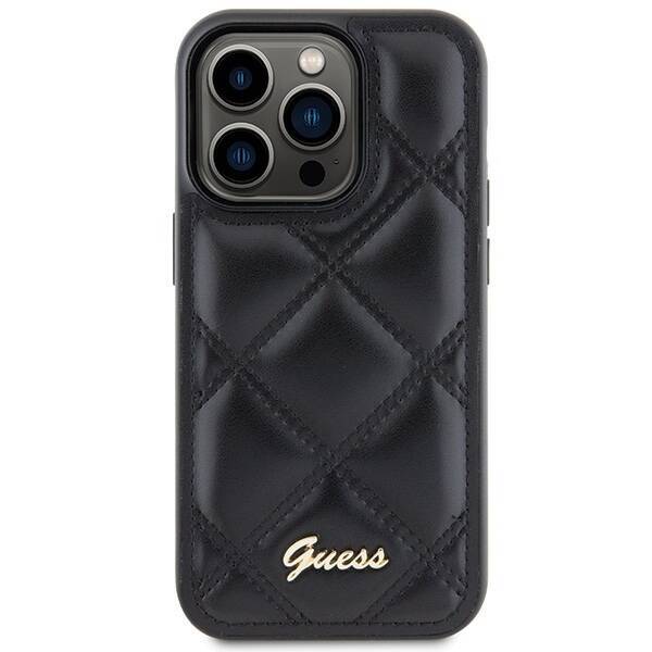 GUESS GUHCP15LPSQSQSK IPHONE 15 PRO 6.1" CZARNY/BLACK HARDCASE QUILTED METAL LOGO