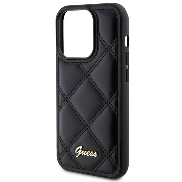 GUESS GUHCP15LPSQSQSK IPHONE 15 PRO 6.1" CZARNY/BLACK HARDCASE QUILTED METAL LOGO