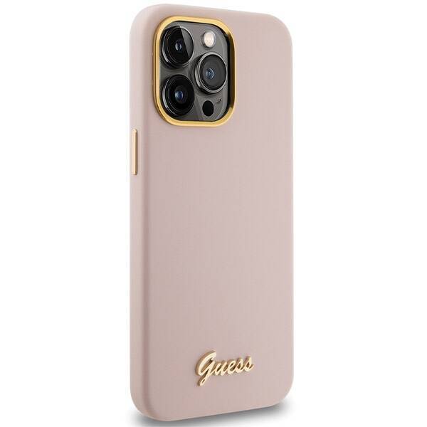 GUESS GUHCP15LSMBSLP IPHONE 15 PRO 6.1" RÓŻOWY/PINK HARDCASE SILICONE SCRIPT METAL LOGO & FRAME