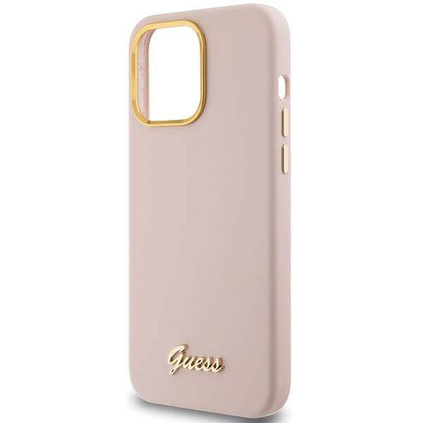 GUESS GUHCP15LSMBSLP IPHONE 15 PRO 6.1" RÓŻOWY/PINK HARDCASE SILICONE SCRIPT METAL LOGO & FRAME