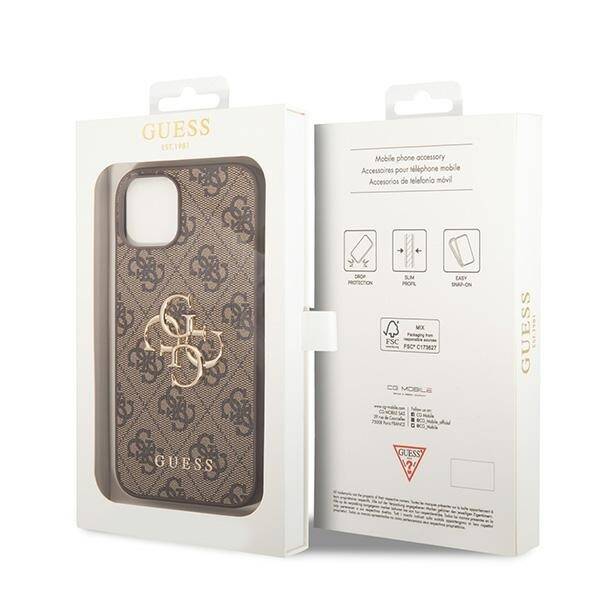 GUESS GUHCP15M4GMGBR IPHONE 15 PLUS / 14 PLUS 6.7" BRĄZOWY/BROWN HARDCASE 4G BIG METAL LOGO