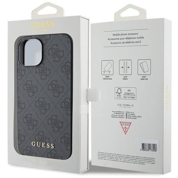 GUESS GUHCP15MG4GFGR IPHONE 15 PLUS / 14 PLUS 6.7" SZARY/GREY HARD CASE 4G METAL GOLD LOGO