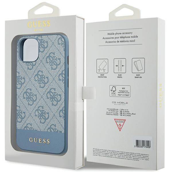 GUESS GUHCP15SG4GLBL IPHONE 15 / 14 / 13 6.1" NIEBIESKI/BLUE HARDCASE 4G STRIPE COLLECTION