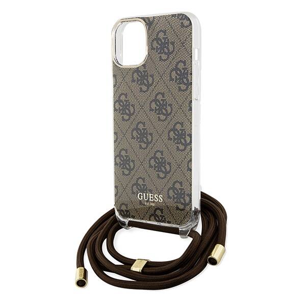 GUESS GUHCP15SHC4SEW IPHONE 15 / 14 / 13 6.1" BRĄZOWY/BROWN HARDCASE CROSSBODY CORD 4G PRINT