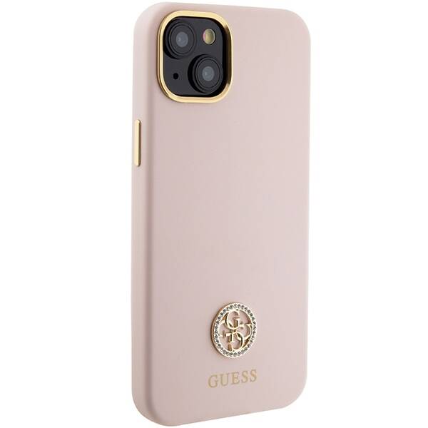 GUESS GUHCP15SM4DGPP IPHONE 15 / 14 / 13 6.1" JASNORÓŻOWY/PINK HARDCASE SILICONE LOGO STRASS 4G