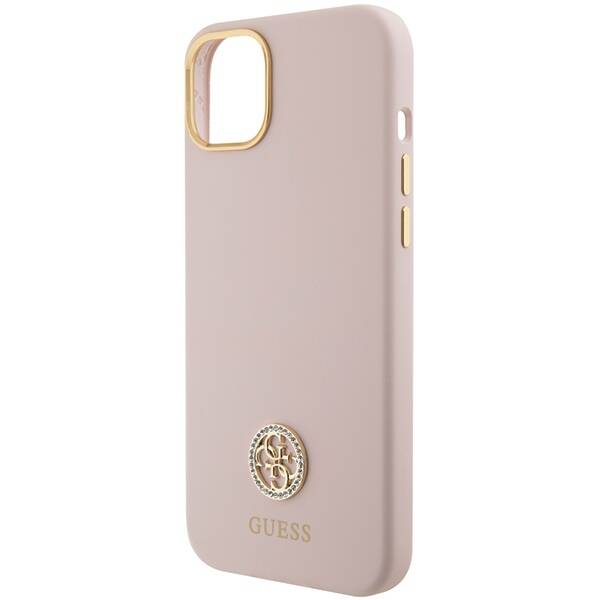 GUESS GUHCP15SM4DGPP IPHONE 15 / 14 / 13 6.1" JASNORÓŻOWY/PINK HARDCASE SILICONE LOGO STRASS 4G