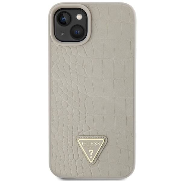 GUESS GUHCP15SPCRTHCD IPHONE 15 / 14 / 13 6.1" ZŁOTY/GOLD HARDCASE CROCO TRIANGLE METAL LOGO