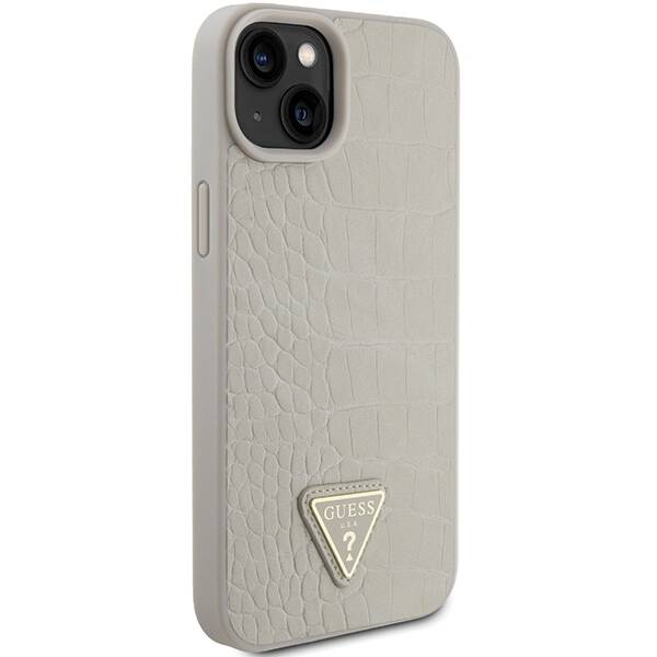 GUESS GUHCP15SPCRTHCD IPHONE 15 / 14 / 13 6.1" ZŁOTY/GOLD HARDCASE CROCO TRIANGLE METAL LOGO