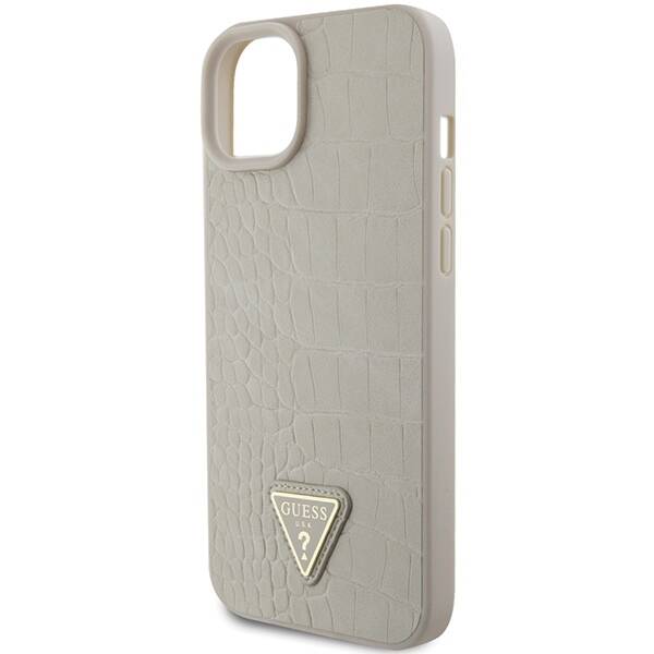 GUESS GUHCP15SPCRTHCD IPHONE 15 / 14 / 13 6.1" ZŁOTY/GOLD HARDCASE CROCO TRIANGLE METAL LOGO