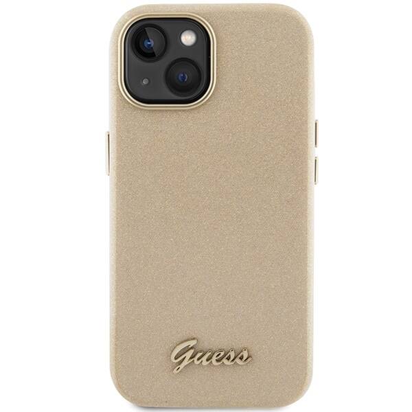 GUESS GUHCP15SPGMCSD IPHONE 15 / 14 / 13 6.1" ZŁOTY/LIGHT GOLD HARDCASE GLITTER GLOSSY SCRIPT