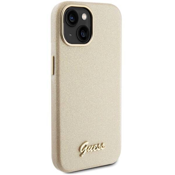 GUESS GUHCP15SPGMCSD IPHONE 15 / 14 / 13 6.1" ZŁOTY/LIGHT GOLD HARDCASE GLITTER GLOSSY SCRIPT