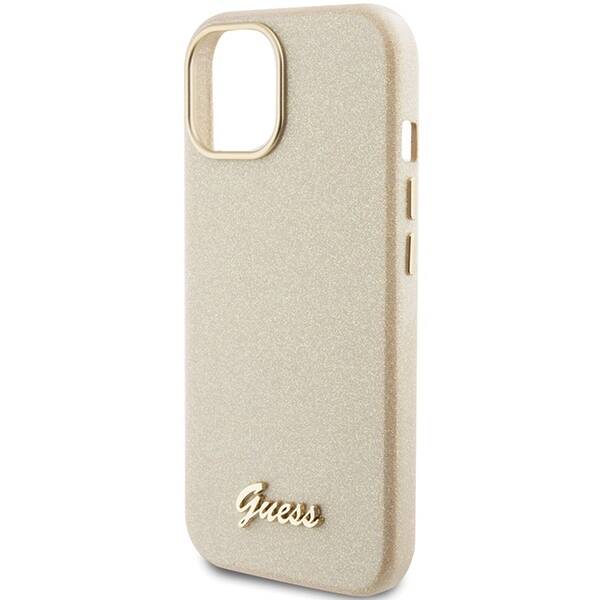 GUESS GUHCP15SPGMCSD IPHONE 15 / 14 / 13 6.1" ZŁOTY/LIGHT GOLD HARDCASE GLITTER GLOSSY SCRIPT