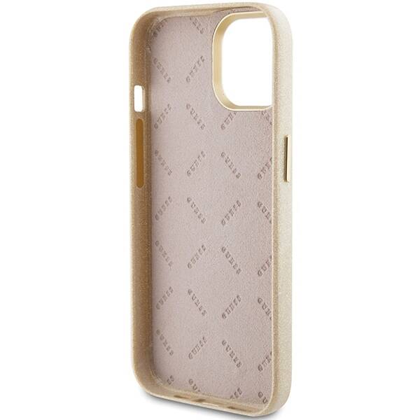 GUESS GUHCP15SPGMCSD IPHONE 15 / 14 / 13 6.1" ZŁOTY/LIGHT GOLD HARDCASE GLITTER GLOSSY SCRIPT