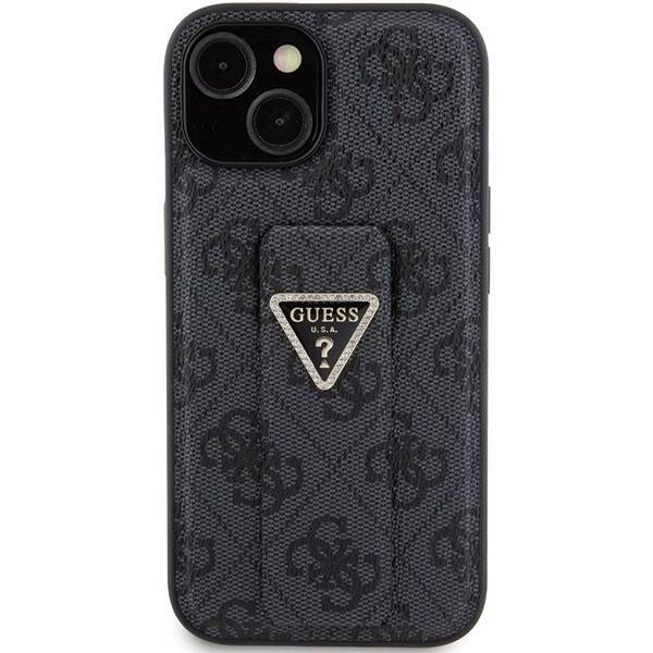 GUESS GUHCP15SPGS4TDK IPHONE 15 / 14 / 13 6.1" CZARNY/BLACK HARDCASE GRIP STAND 4G TRIANGLE STRASS