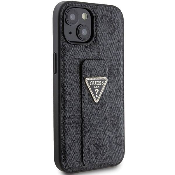 GUESS GUHCP15SPGS4TDK IPHONE 15 / 14 / 13 6.1" CZARNY/BLACK HARDCASE GRIP STAND 4G TRIANGLE STRASS