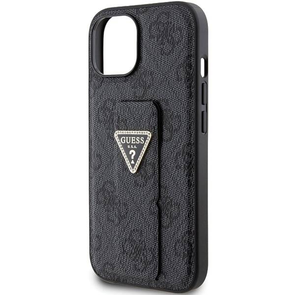 GUESS GUHCP15SPGS4TDK IPHONE 15 / 14 / 13 6.1" CZARNY/BLACK HARDCASE GRIP STAND 4G TRIANGLE STRASS