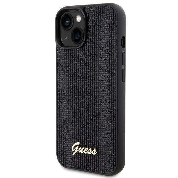 GUESS GUHCP15SPMSDGSK IPHONE 15 / 14 / 13 6.1" CZARNY/BLACK HARDCASE DISCO METAL SCRIPT