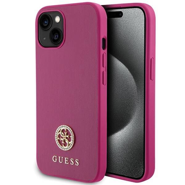 GUESS GUHCP15SPS4DGPP IPHONE 15 / 14 / 13 6.1" RÓŻOWY/PINK HARDCASE STRASS METAL LOGO