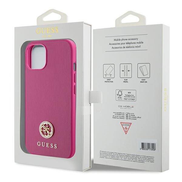 GUESS GUHCP15SPS4DGPP IPHONE 15 / 14 / 13 6.1" RÓŻOWY/PINK HARDCASE STRASS METAL LOGO