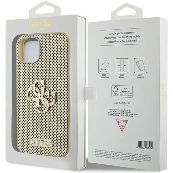 GUESS GUHCP15SPSP4LGD IPHONE 15 / 14 / 13 6.1" ZŁOTY/GOLD HARDCASE PERFORATED 4G GLITTER