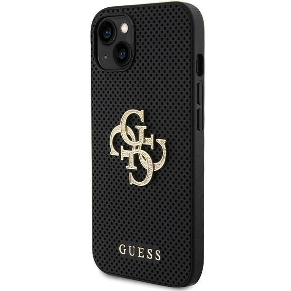 GUESS GUHCP15SPSP4LGK IPHONE 15 / 14 / 13 6.1" CZARNY/BLACK HARDCASE LEATHER PERFORATED 4G GLITTER LOGO