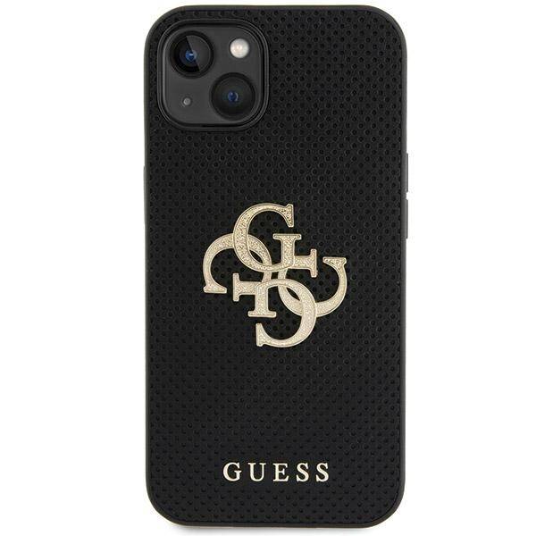 GUESS GUHCP15SPSP4LGK IPHONE 15 / 14 / 13 6.1" CZARNY/BLACK HARDCASE LEATHER PERFORATED 4G GLITTER LOGO