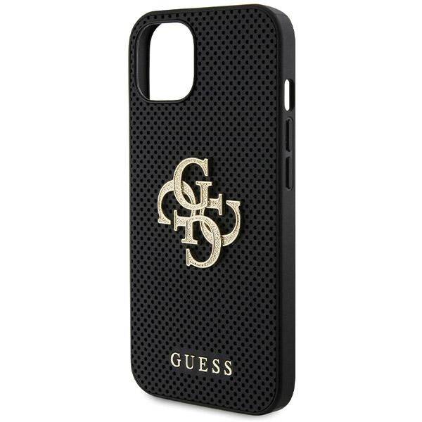 GUESS GUHCP15SPSP4LGK IPHONE 15 / 14 / 13 6.1" CZARNY/BLACK HARDCASE LEATHER PERFORATED 4G GLITTER LOGO