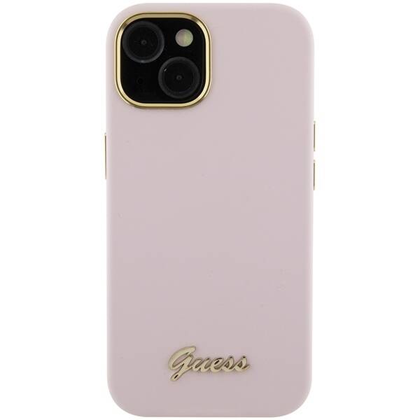 GUESS GUHCP15SSMBSLP IPHONE 15 / 14 / 13 6.1" RÓŻOWY/PINK HARDCASE SILICONE SCRIPT METAL LOGO & FRAME