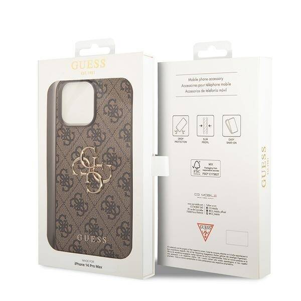 GUESS GUHCP15X4GMGBR IPHONE 15 PRO MAX 6.7" BRĄZOWY/BROWN HARDCASE 4G BIG METAL LOGO