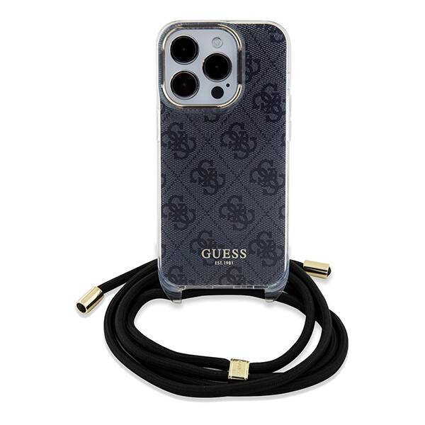 GUESS GUHCP15XHC4SEK IPHONE 15 PRO MAX 6.7" CZARNY/BLACK HARDCASE CROSSBODY CORD 4G PRINT