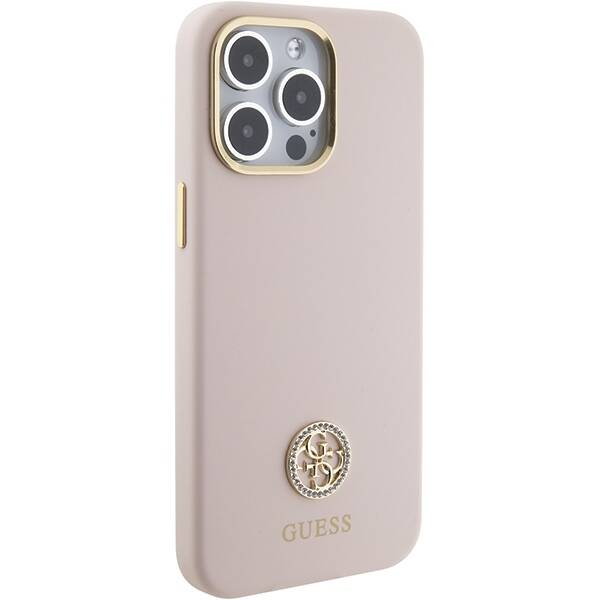 GUESS GUHCP15XM4DGPP IPHONE 15 PRO MAX 6.7" JASNORÓŻOWY/PINK HARDCASE SILICONE LOGO STRASS 4G