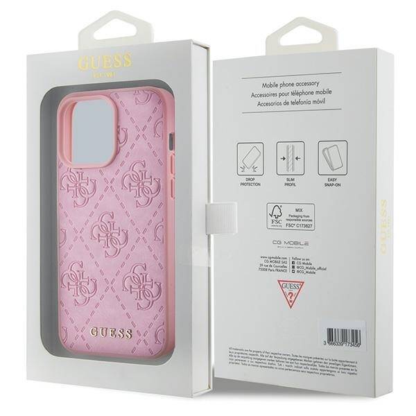 GUESS GUHCP15XP4EPMP IPHONE 15 PRO MAX 6.7" RÓŻOWY/PINK HARDCASE LEATHER 4G STAMPED