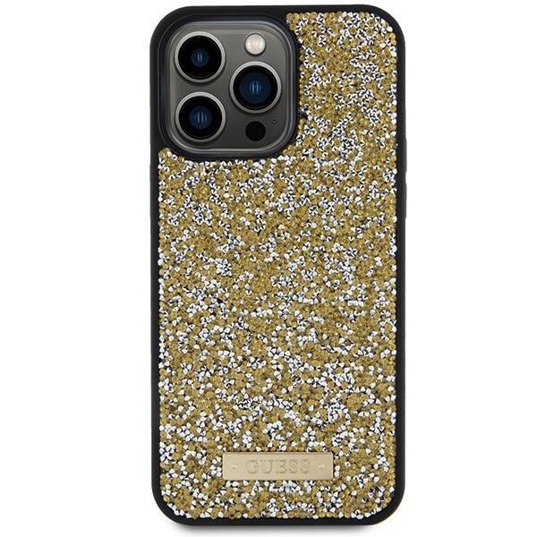 GUESS GUHCP15XPFGSBSD IPHONE 15 PRO MAX 6.7" ŻÓŁTY/YELLOW HARDCASE RHINESTONE METAL LOGO