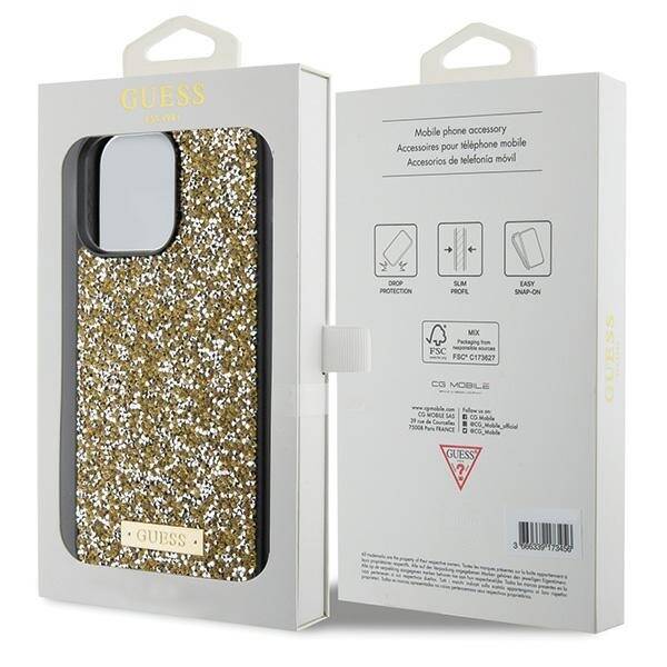 GUESS GUHCP15XPFGSBSD IPHONE 15 PRO MAX 6.7" ŻÓŁTY/YELLOW HARDCASE RHINESTONE METAL LOGO