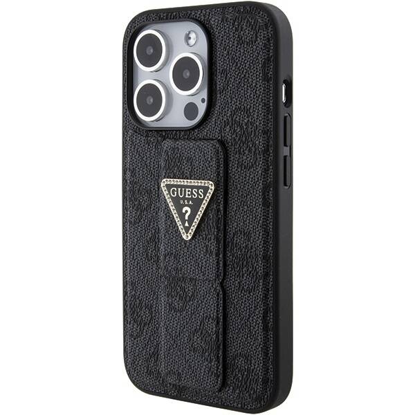 GUESS GUHCP15XPGS4TDK IPHONE 15 PRO MAX 6.7" CZARNY/BLACK HARDCASE GRIP STAND 4G TRIANGLE STRASS