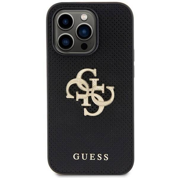 GUESS GUHCP15XPSP4LGK IPHONE 15 PRO MAX 6.7" CZARNY/BLACK HARDCASE LEATHER PERFORATED 4G GLITTER LOGO