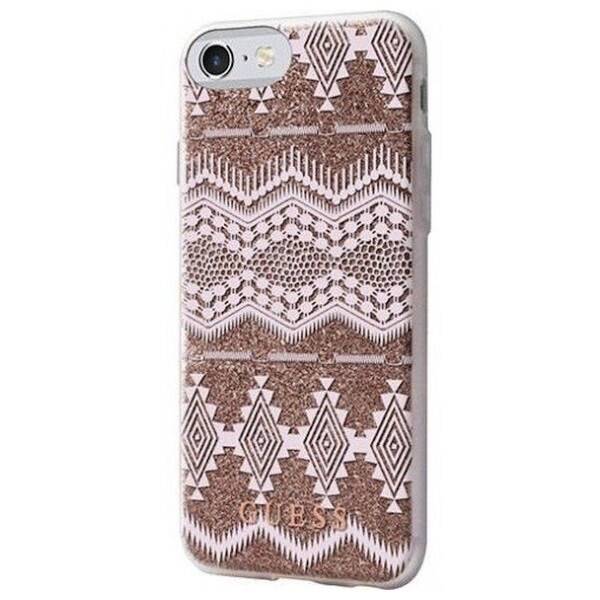 GUESS GUHCP7TGTA IPHONE 7/8/SE 2020 / SE 2022 BEŻOWY/TAUPE HARDCASE AZTEC TRIBAL 3D