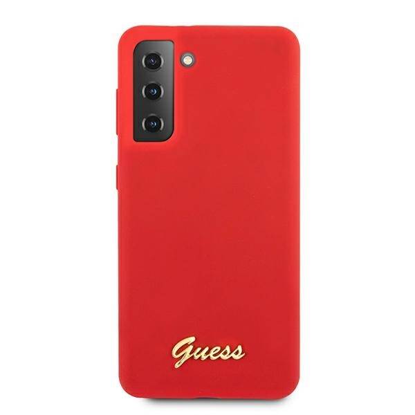 GUESS GUHCS21MLSLMGRE S21+ G996 CZERWONY/RED HARDCASE SILICONE SCRIPT METAL LOGO