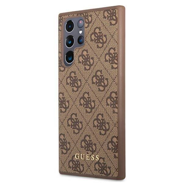 GUESS GUHCS22LG4GFBR S22 ULTRA S908 BRĄZOWY/BROWN HARD CASE 4G METAL GOLD LOGO