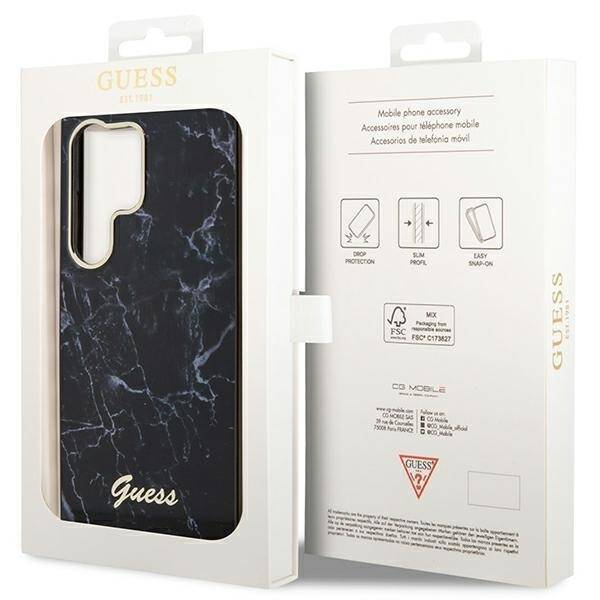 GUESS GUHCS23LPCUMAK S23 ULTRA S918 CZARNY/BLACK HARDCASE MARBLE